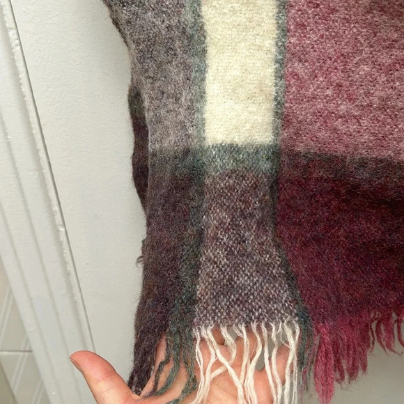 Vintage Avoca Handweavers 100% wool winter scarf in pink and purple plaid tartan - Picture 2 of 6